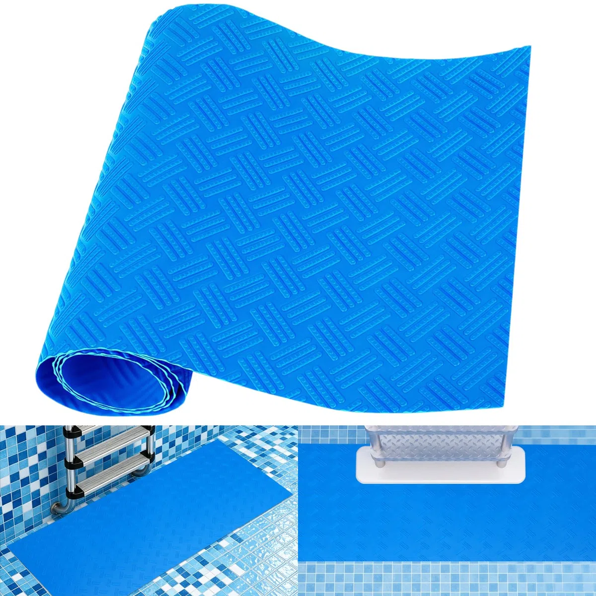 Alfombrilla Escalera Piscina 23 x 90 cm, Alfombrilla Antideslizante para Escaleras de Piscina, Alfombra para Escalera de Piscina, Antideslizante Alfombrilla Protectora para Escalera de Piscina