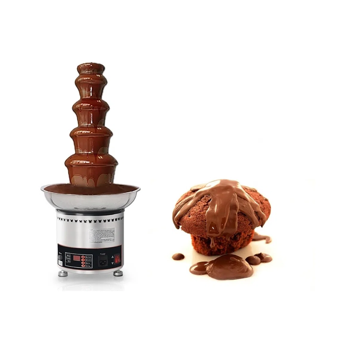 Fuente de chocolate acero inoxidable, máquina cascada con función derretimiento y calentamiento, 4/5/6/7 niveles, uso comercial,De larga duración(5 tiers 110V)