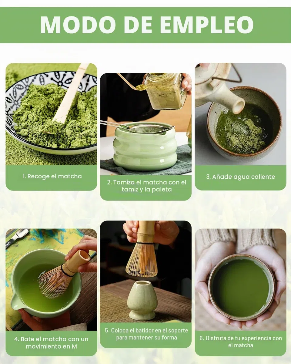 Matcha Kit, 5 Piezas Juego de té Matcha japonés, Cuenco Matcha, Cuchara Tradicional, Contenedor Matcha, Kit de Ceremonia de Matcha Hecho a Mano Para Ceremonia de té japonés Tradicional