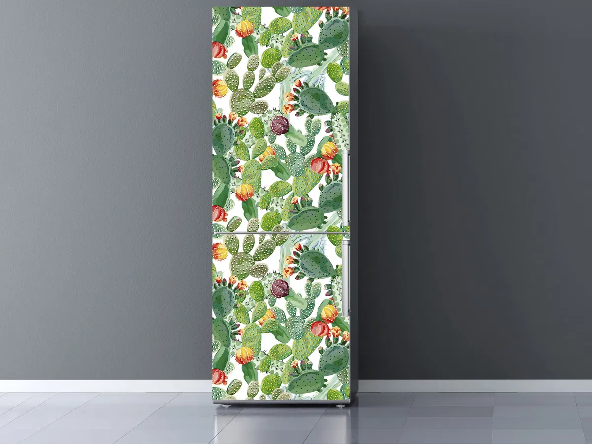 Pegatinas Vinilo para Frigorífico Cactus | 185x60cm | Adhesivo Resistente y de Fácil Aplicación | Pegatina Adhesiva Decorativa de Diseño Elegante