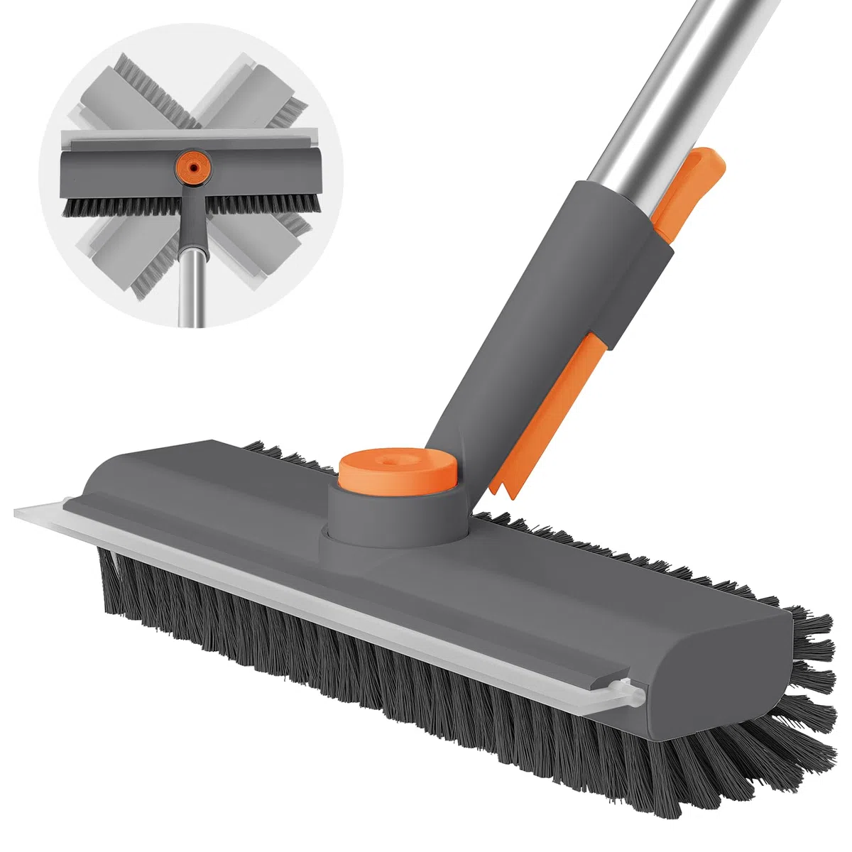 AIR U+ Cepillo de Limpieza 3 en 1 con Mango Largo y Cabezal de rotación de 360°, Cepillo de Limpieza Multiusos, Incluye Cepillo de cerdas Planas, Cepillo de cerdas en ángulo y raspador