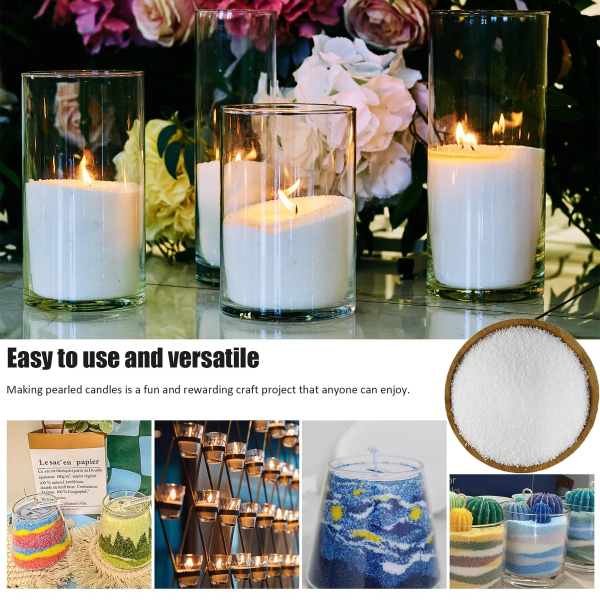Cera de Arena para Velas Cera para Hacer Velas, Decoraciones para Bodas y Regalos Hechos a Mano – 900g