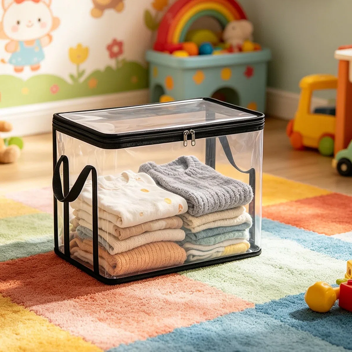 de almacenamiento de juguetes, 2 piezas, cofre transparente para muñecos de peluche, para salón, dormitorio, granja, apartamento, , balcón, dormitorio universitario,