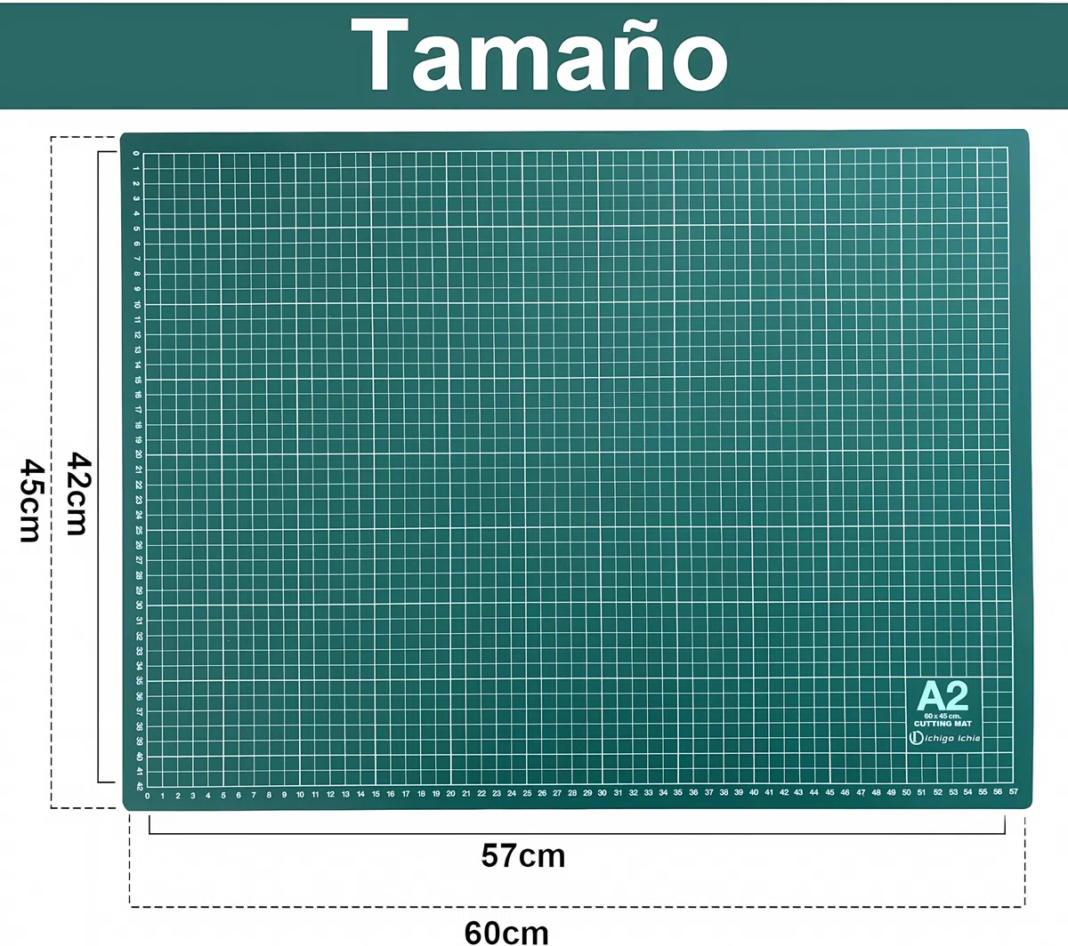 Tabla de Corte A2 Doble Cara, Base de Corte Autocicatricante, Alfombrilla de Corte para Patchwork, Ideal para Costura y Manualidades (60x45cm) Verde