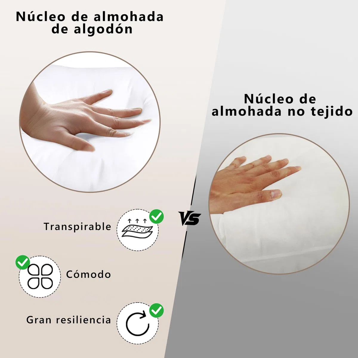 EASY SPEED Relleno Cojin 45x45 (2 Unidades),Inserto para Cojines Decorativos de Fibra Hueca Silicona Virgen 100%, Forro Exterior Microfibra Suave (NO TNT), para Casa, Dormitorio, Adulto