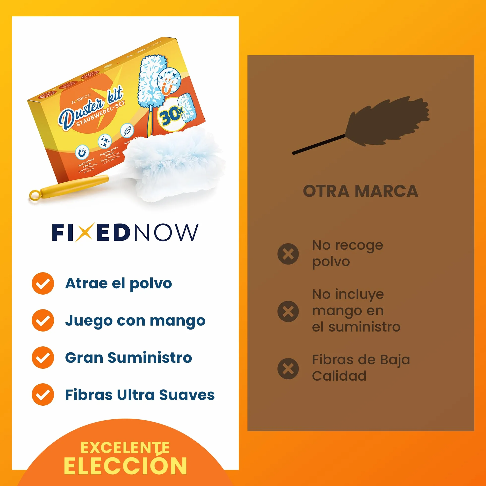 Paquete de 30 paños de Repuesto XXL con Plumero Swiffer Duster | Juego de Plumero con Mango para Limpieza en seco | Recarga de limpiaparabrisas para el hogar y el Coche