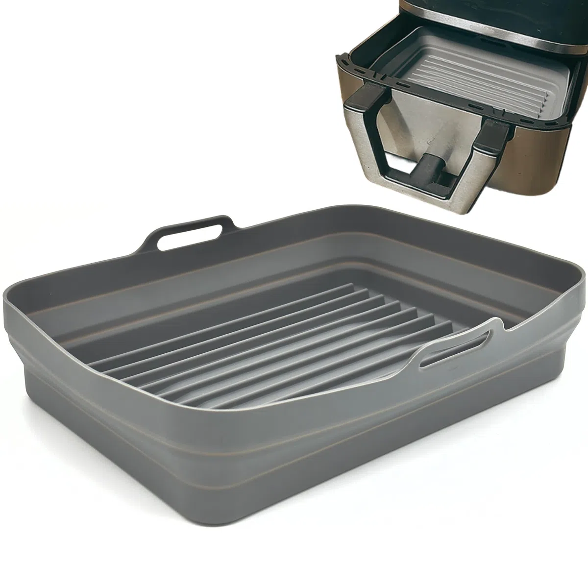 Molde rectangular silicona para freidora de aire Compatible con Cecofry Advance 9000 Window y CECOFRY DUAL 9000 (29,5 cmX22,5 cm). Accesorios freidora de aire Molde rectangular plegable 1 Unidad