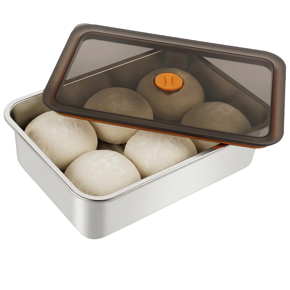 Contenedor para Fermentación de Pizza,Caja para masa con registro de fecha, caja de fermentación de acero inoxidable para masa de pizza, masa madre y masa con levadura para cocina y almacenamiento