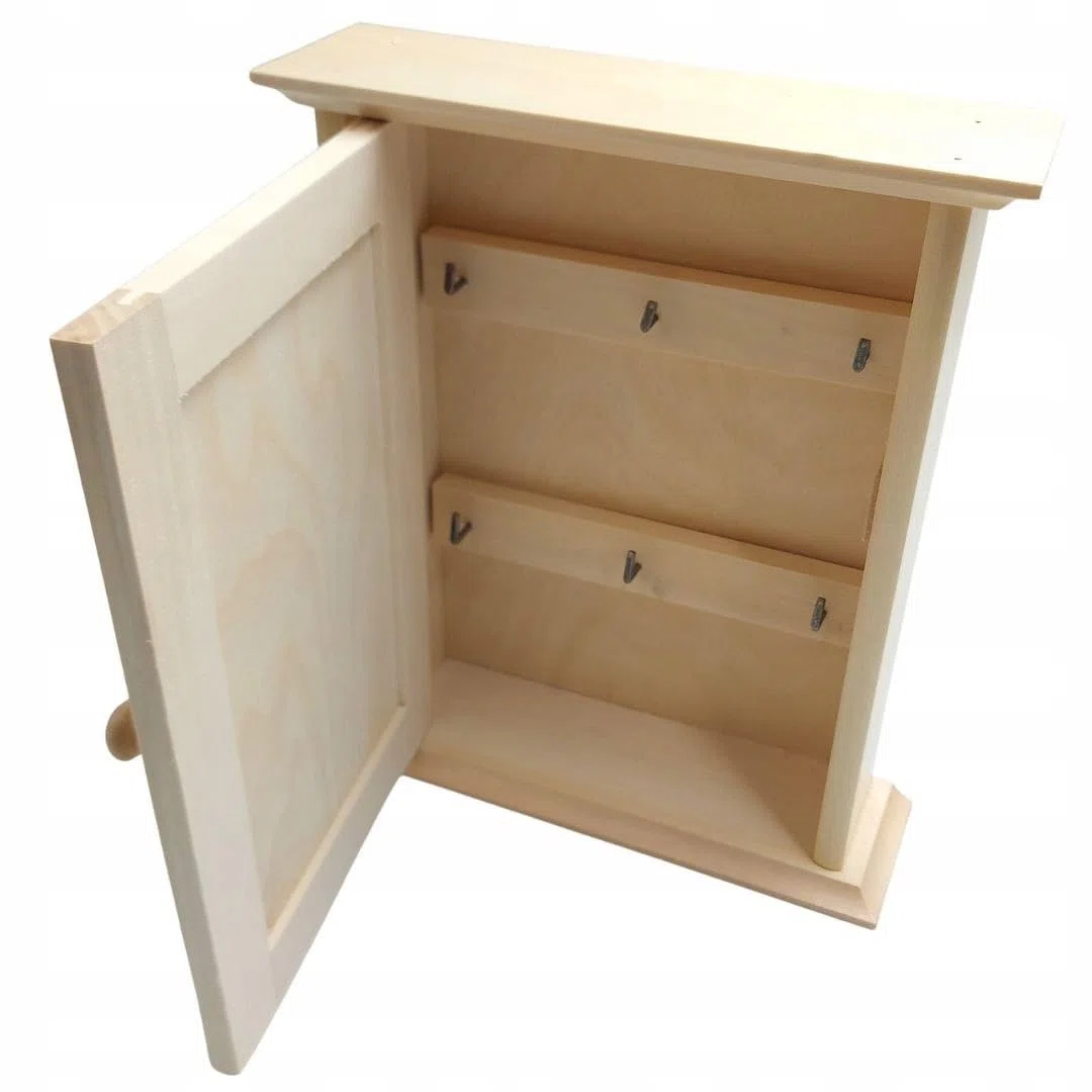Wooden World - Armario para Llaves de Madera con Puerta y 6 Ganchos