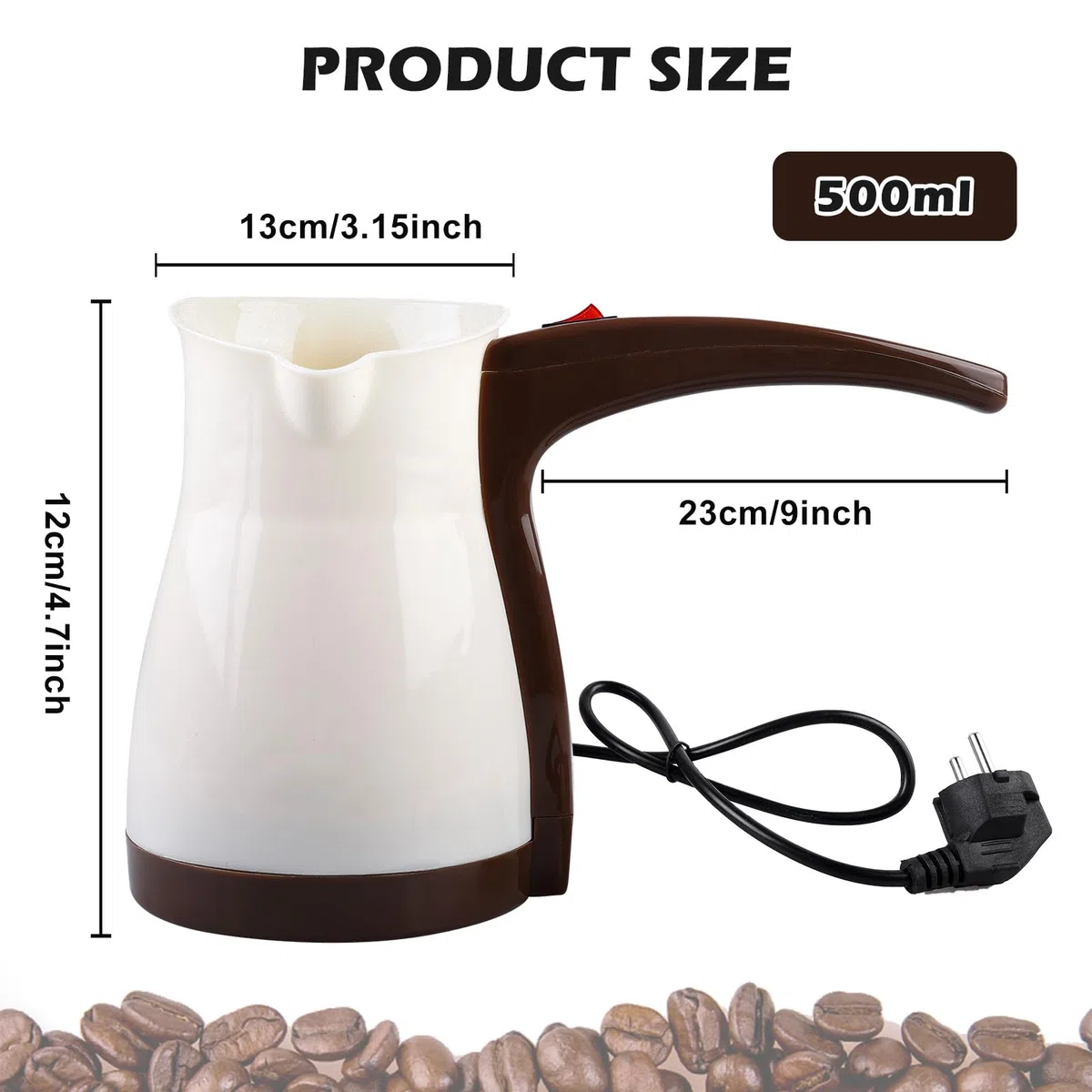 Cafetera eléctrica turco de 500 ml, 1000 W, 220 V, inducción