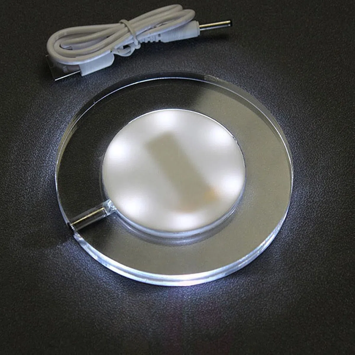 Posavasos LED Recargables con luz para Bebidas, 3 Modos de iluminación, portavasos para Cerveza, cócteles y Vino, Fiestas, Bodas, Bares y Discotecas. (Blanco, Circular)