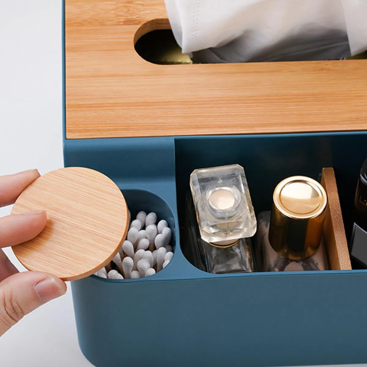 Caja de pañuelos multifuncional con compartimentos, soporte multiusos para pañuelos, caja de pañuelos con dispensador integrado, organizador de caja de pañuelos decorativo, caja de pañuelos con