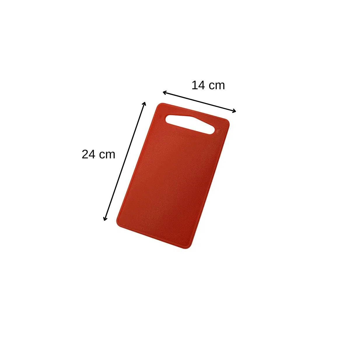 FACKELMANN Tabla de cortar cocina polietileno pequeña en rojo con asa, para verduras, carne, pescado, embutido o queso, 24x14cm, 1ud.