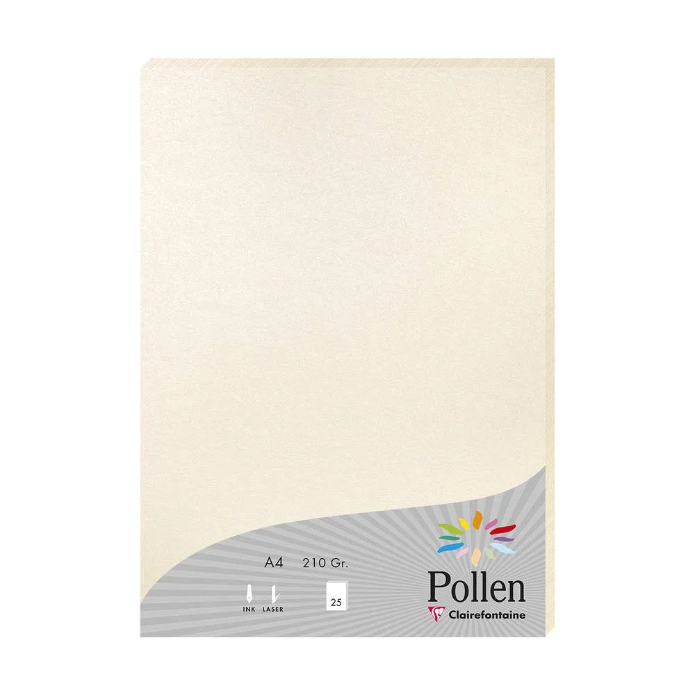 Clairefontaine Pollen – Funda de 25 hojas 210 G 21 x 29,7 cm marfil irisé
