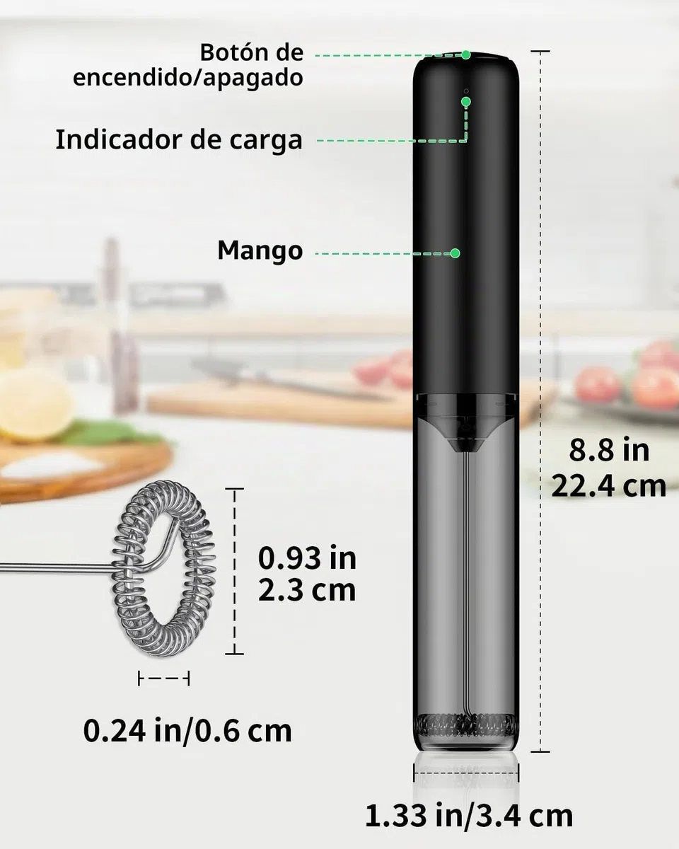 Pawfly Batidor de Leche Recargable Batidor Manual con Varilla de Acero Inoxidable Mezclador Eléctrico Portátil para Cappuccino Latte Matcha Chocolate Caliente