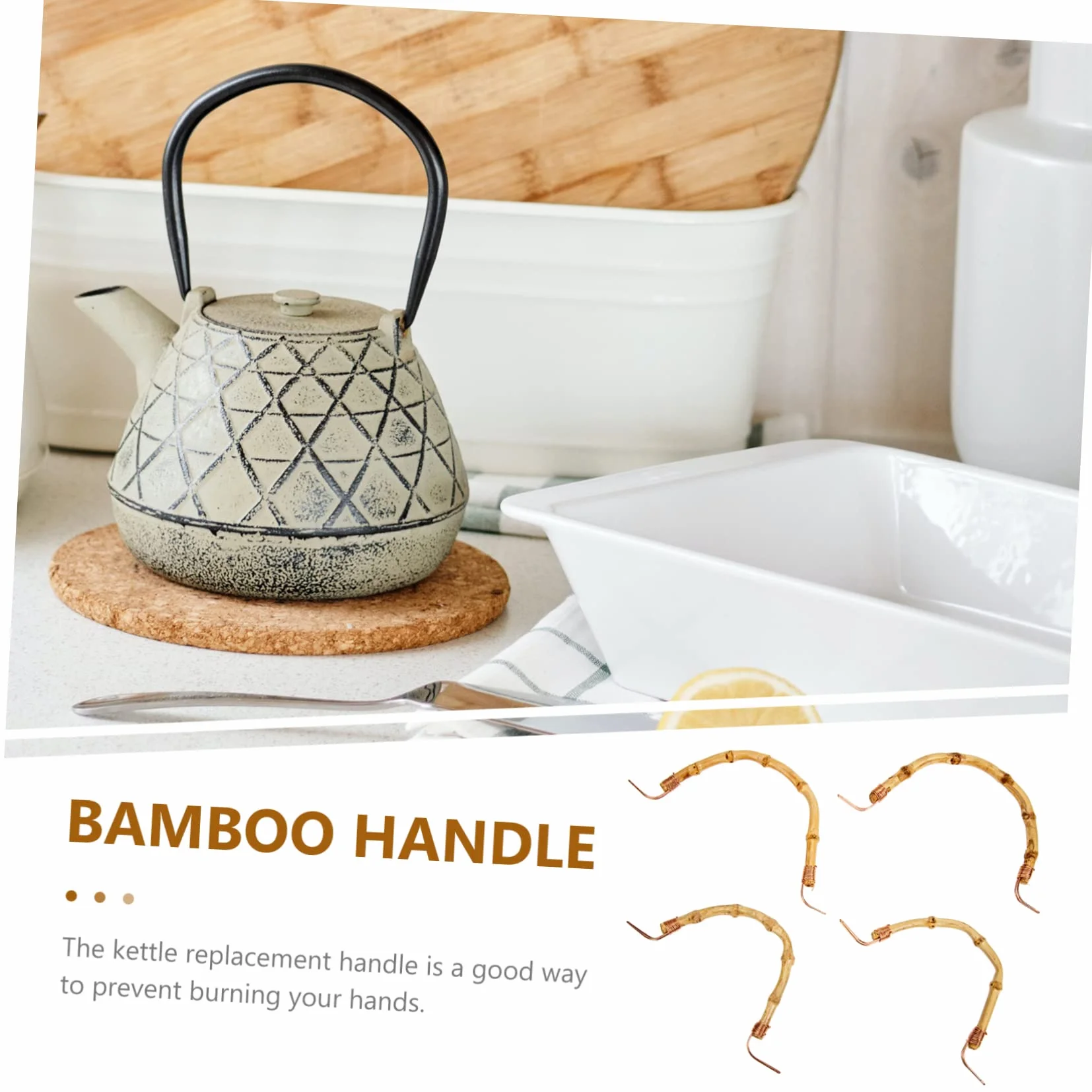 Alipis Accesorios Fáciles de Instalar y Usar para Tetera y Hervidor 4 Piezas de Mango de Bambú para Uso Profesional y Personal en Cocina