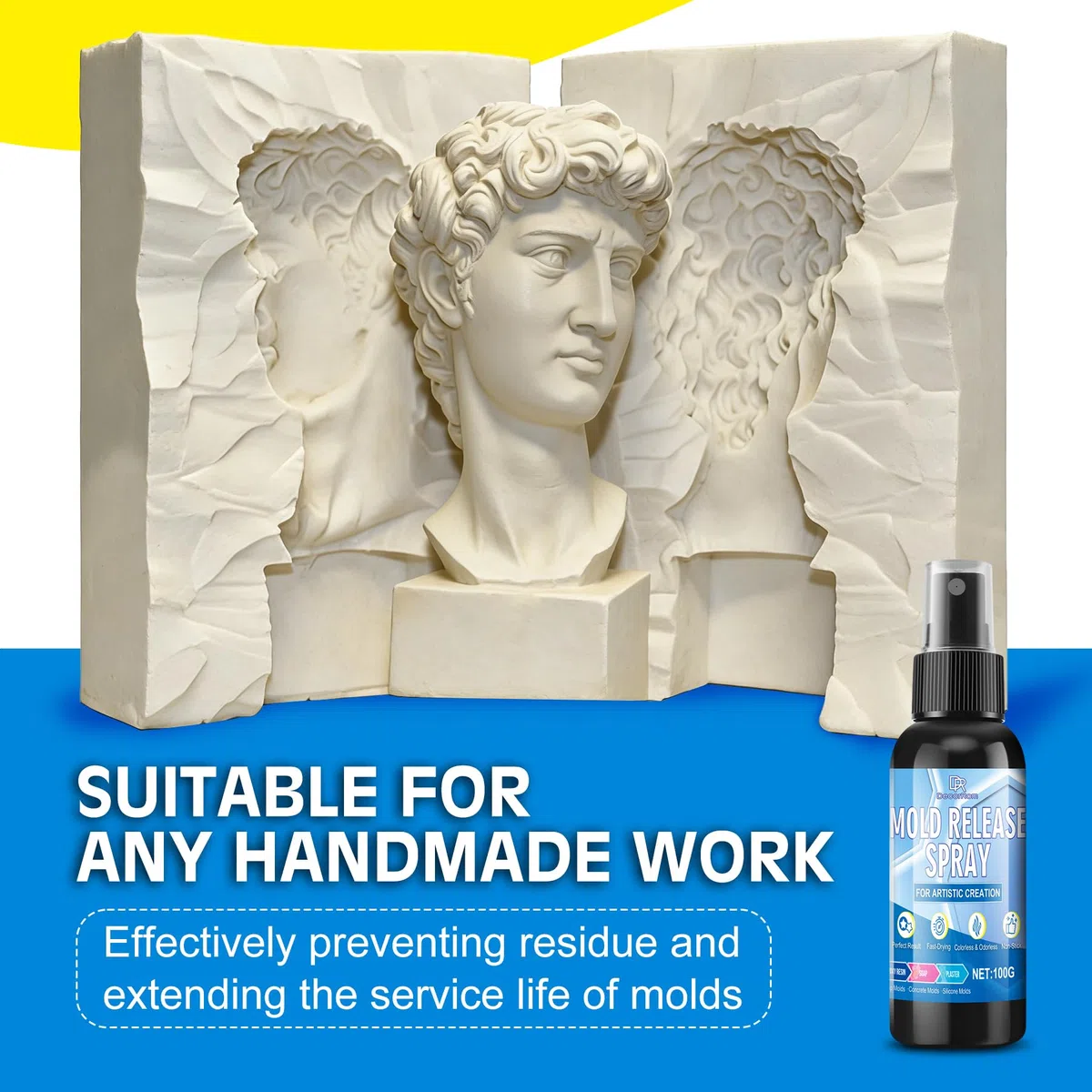DecorRom Spray separador de moldes de silicona, 200 ml, antimoho, secado rápido, inodoro, adecuado para desmoldar velas, yeso, jabón y resina epoxi de plástico, yeso y moldes de metal