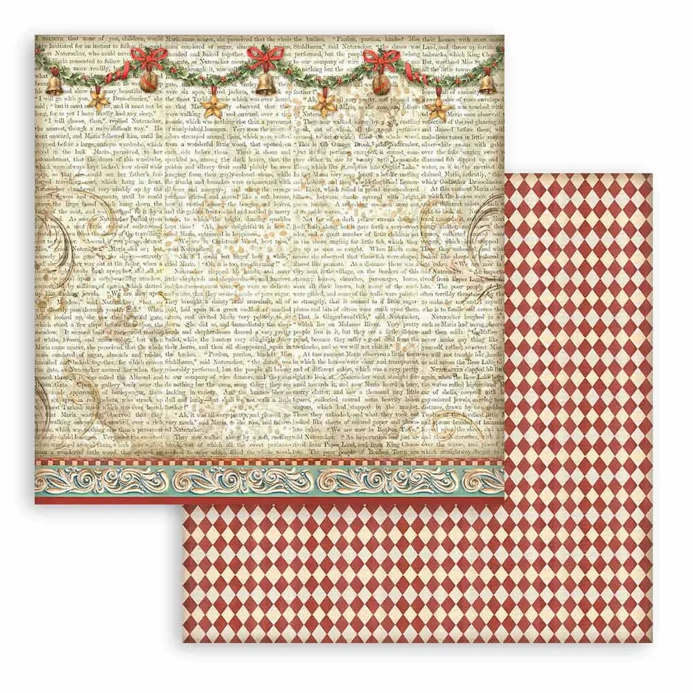 Stamperia - Scrapbook Paper Pad for Scrapbooks, Albums, Cards, Bullet Journals and More, Acid Free, Double-Sided, Perfect for Crafts and Gifting (The Nutcracker Maxi Background) (30,5 x 30,5 cm)
