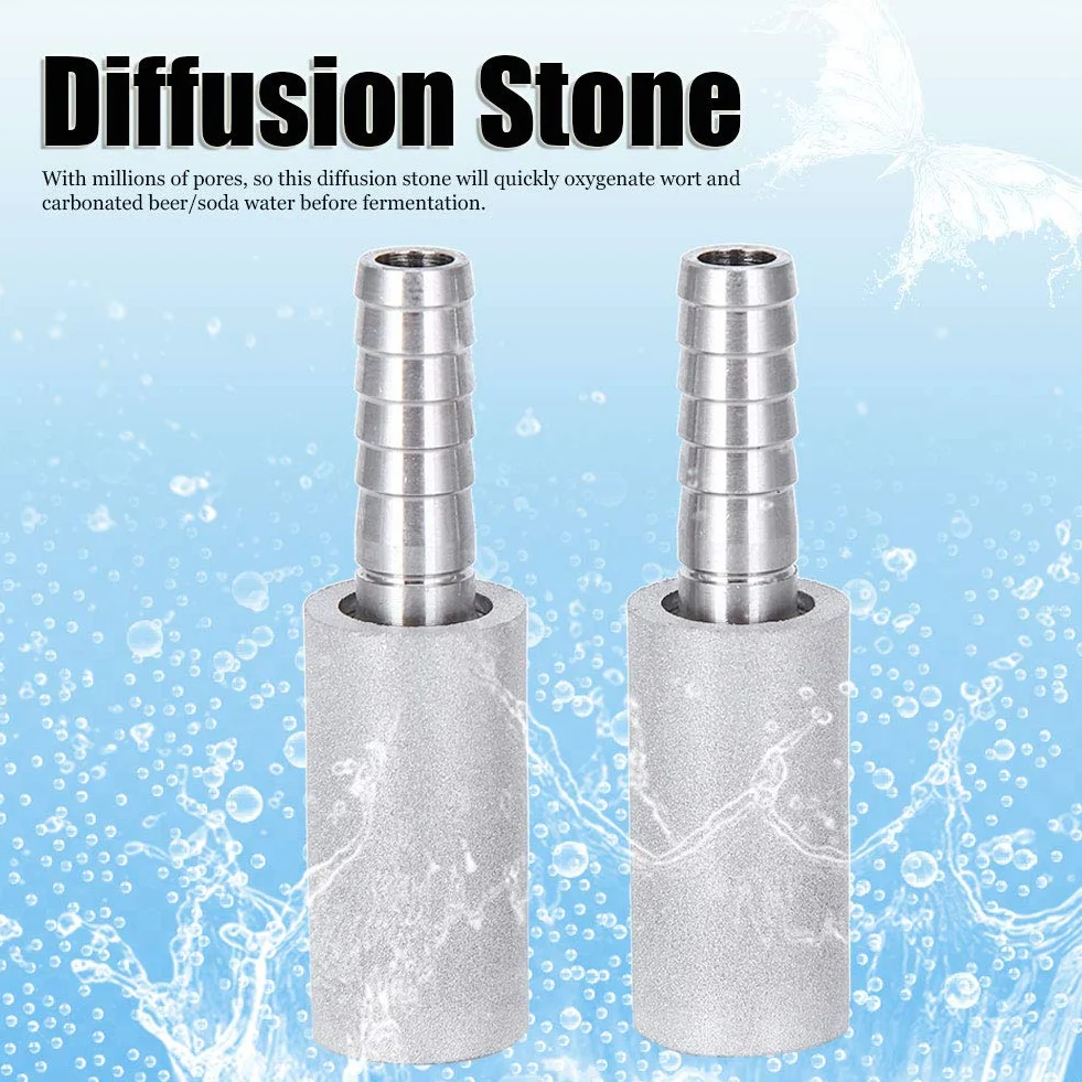 2Pcs 0.5μm Acero Inoxidable Piedra de aireación Piedra de difusión Piedra de aireación de Acero Inoxidable con 1/4 Pulgadas de diámetro Exterior Barb