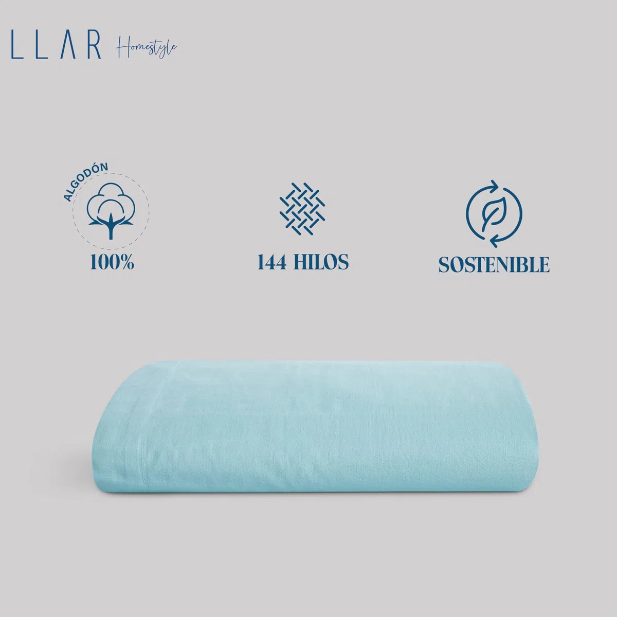 Sábana Encimera Classic | 100% Algodón | Sábanas con 144 hilos | Suave y de Calidad | Elegancia Natural | Estilo Informal | Para Cualquier Estación del Año |Cama 180 |Color Aguamarina