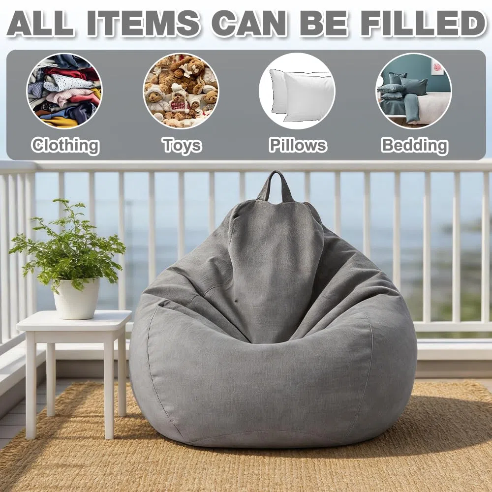 Saco de Asiento para Niños y Adultos, Funda de Puf en Forma de Lágrima Solo (Sin Relleno) Funda de Saco de Asiento con Cremallera Puf para Videojuegos para Dormitorio, Oficina, Salón, Terraza