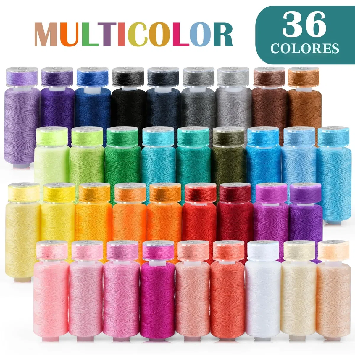 PUWOWYE Hilos de Coser para Maquina, 36 colores 400 yardas hilo para maquina de coser por carrete y 36 carretes de hilo de bobina de calidad overlock para overlock