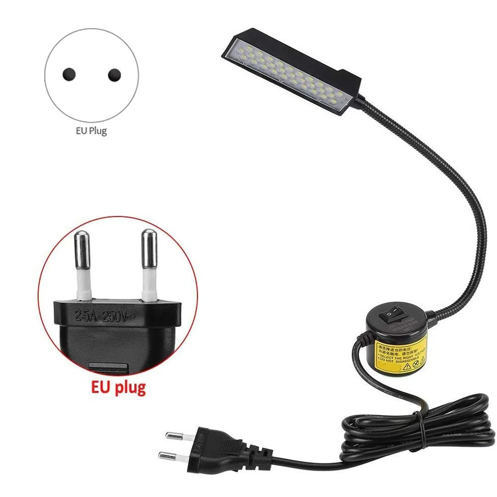 30 LED para MáQuina de Coser IluminacióN Luz para Coser para Banco de Trabajo, Torno, Taladro, Prensa, Brazo de Cuello de Cisne Flexible, LáMpara de Trabajo, Enchufe de la UE