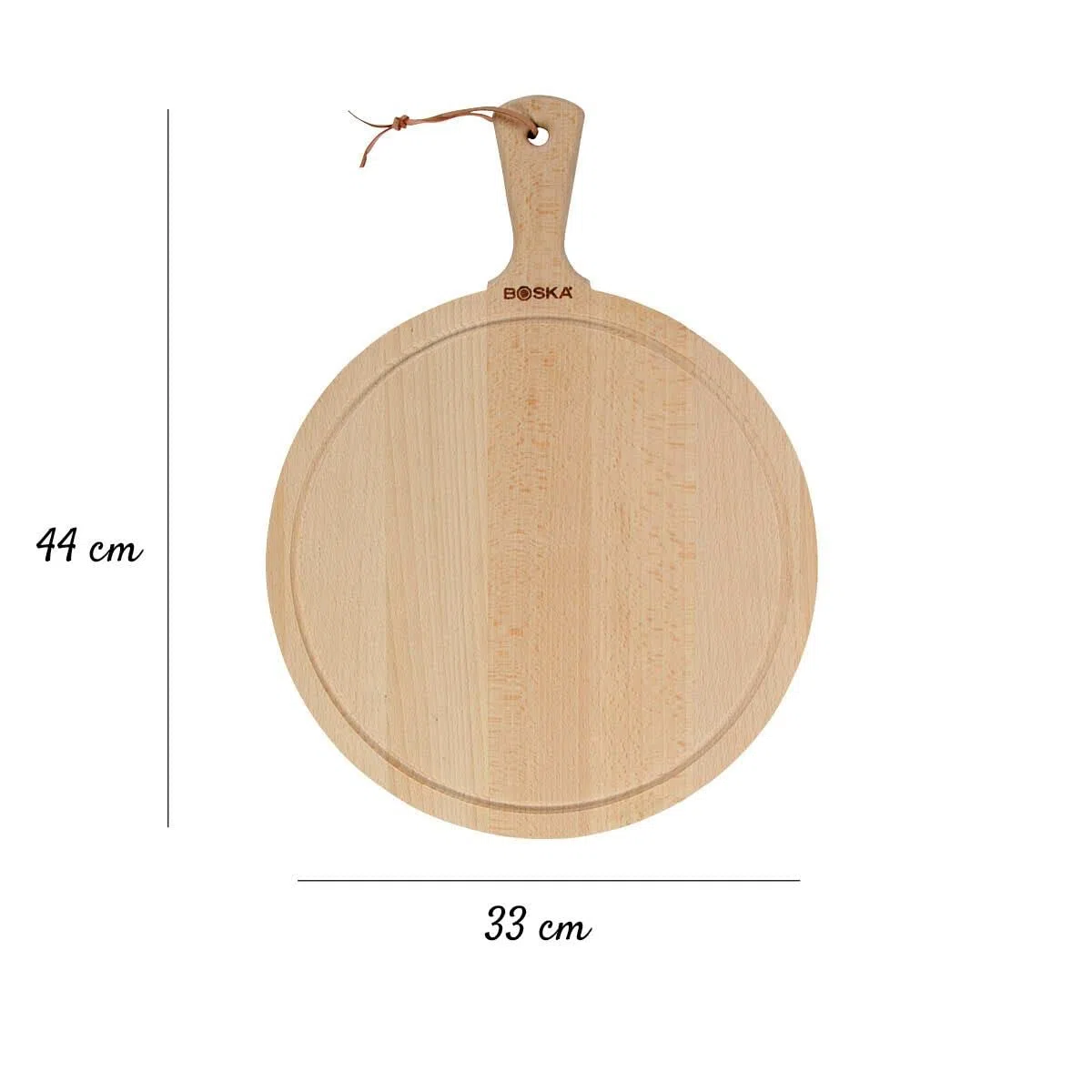 BOSKA Amigo L - Tabla redonda para queso, tapas o pan, 33 cm, madera y marrón, 445 x 330 x 20 mm