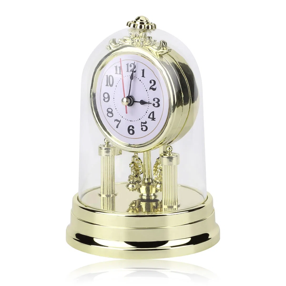 HERCHR Reloj De Mesa Retro Redondo Sin Tictac, con Alarma Silenciosa Y Cubierta Transparente. Reloj De Mesa Vintage De Estilo Retro Europeo, Alimentado por Pilas, Ideal para El Salón