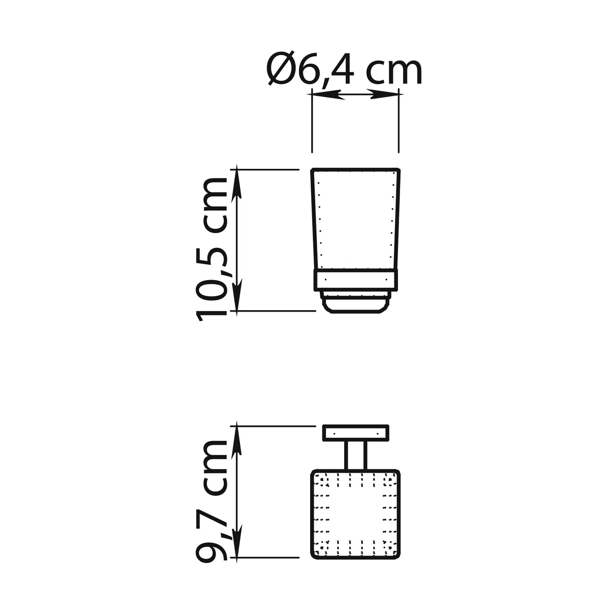 Gedy Tonga Portacepillos Dientes Baño Pared 6,4x9,7x10,5cm Acero INOX y Cromall Cristal Satinado Oro Mate PVD, Tornillos y Biadhesivo Incluidos