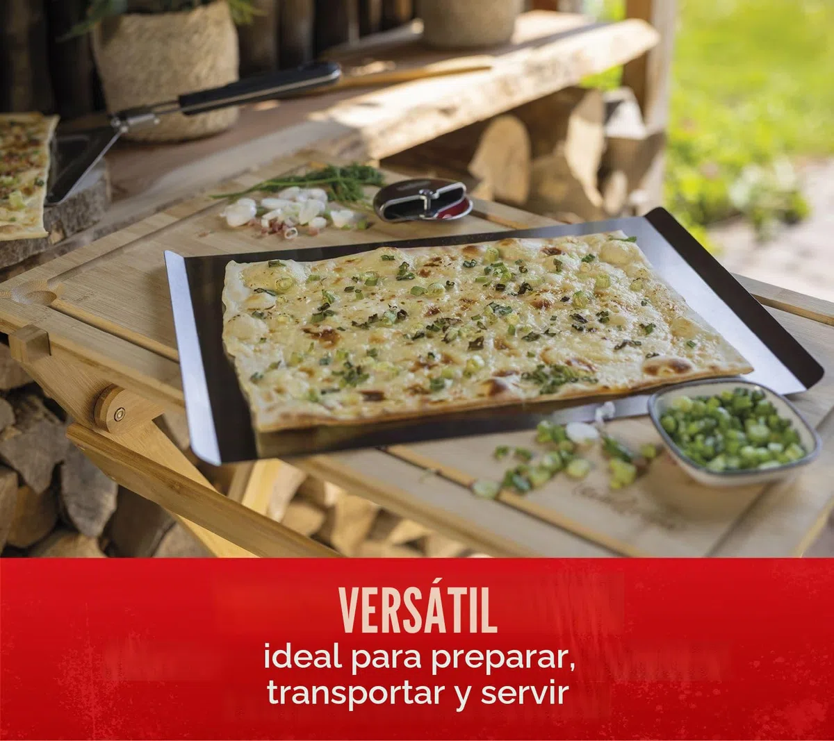 Grillfuerst Bandeja rectangular para pizza, acero inoxidable, 40 x 30 cm, para preparar y transportar la masa de la pizza