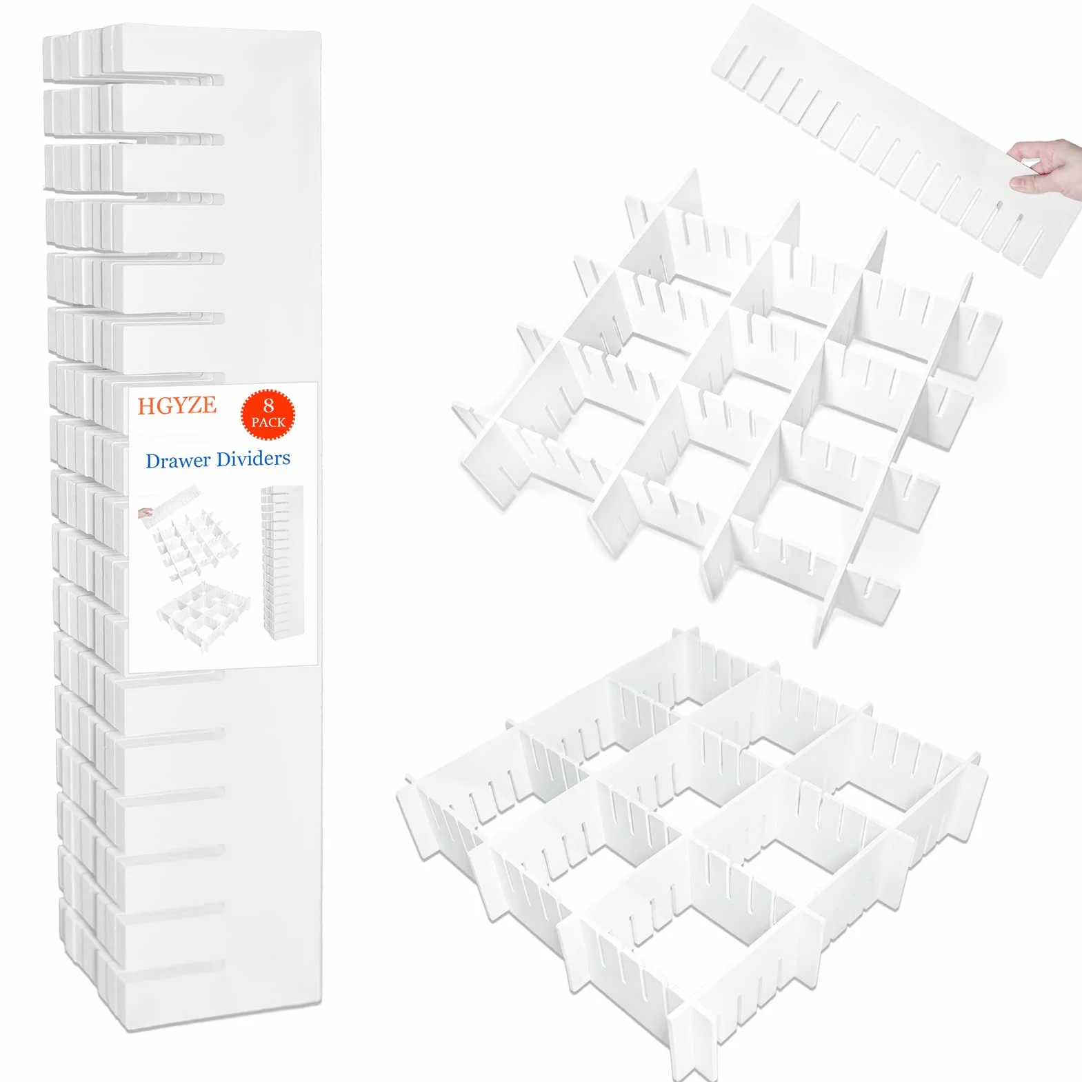 Separadores para cajones ajustables de plástico 42x9 cm organizadores modulares rejilla armario escritorio baño blanco