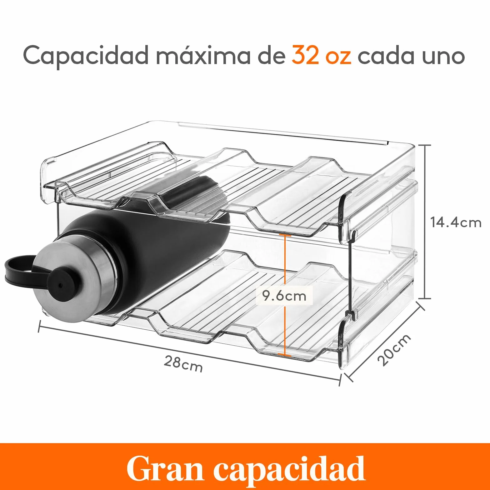 Lifewit Organizador de Botellas de Vino y Agua Apilable para Armario, Frigorífico, Despensa - Portabotellas de Plástico para Almacenar en Encimera, Armario, Oficina - Pack de 2