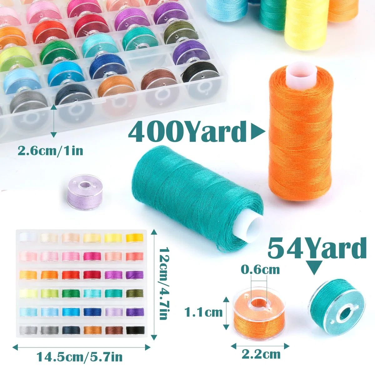PUWOWYE Hilos de Coser para Maquina, 36 colores 400 yardas hilo para maquina de coser por carrete y 36 carretes de hilo de bobina de calidad overlock para overlock
