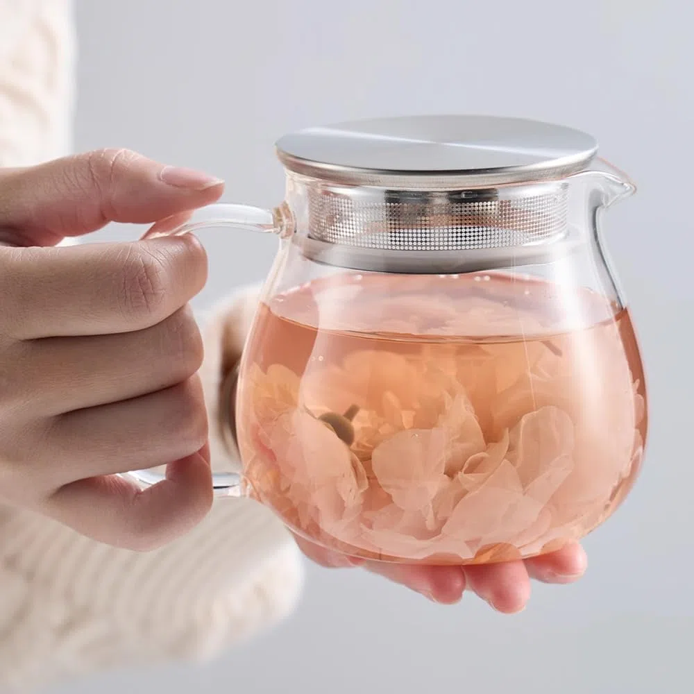Tetera de cristal con tapa con colador de acero inoxidable, 500 ml