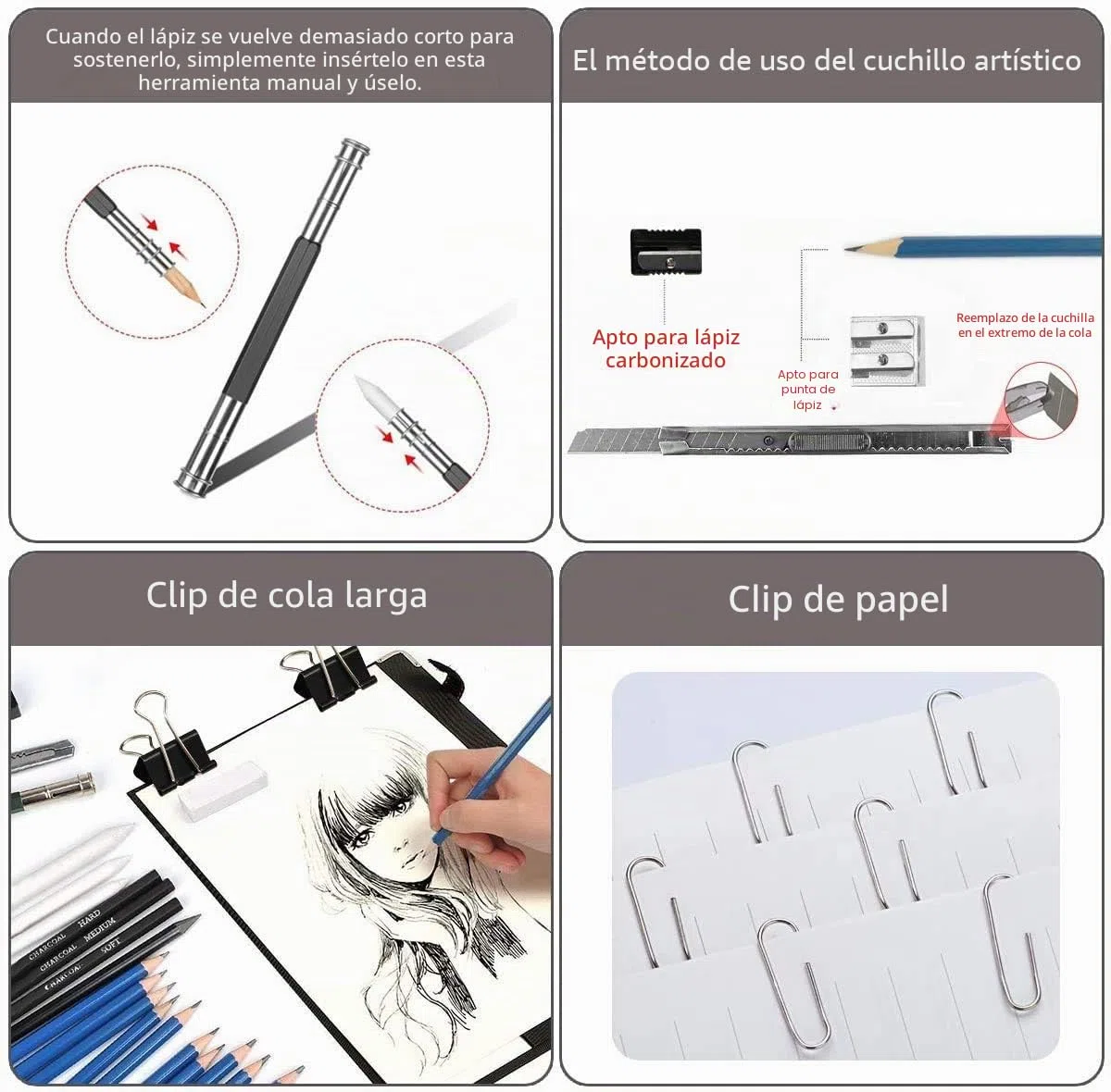 Lápices de Dibujo Artístico, UlifeME 50 Pcs Kit de Dibujo Profesional para Boceto, Lapiz Dibujos con Lapices de Carboncillo y Grafito & Lápices Arte, regalo para Artistas, Estudiantes, Niños y Adultos