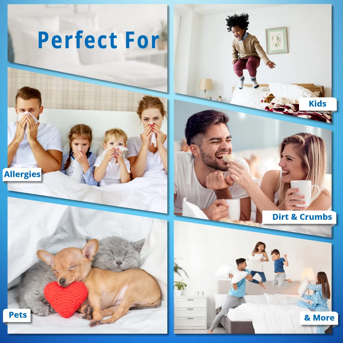 National Allergy Protector de Almohada 100% algodón con Cremallera, tamaño estándar, Color Blanco, Paquete de 2, 300 Hilos, Funda de Almohada hipoalergénica con Cremallera, Funda Transpirable