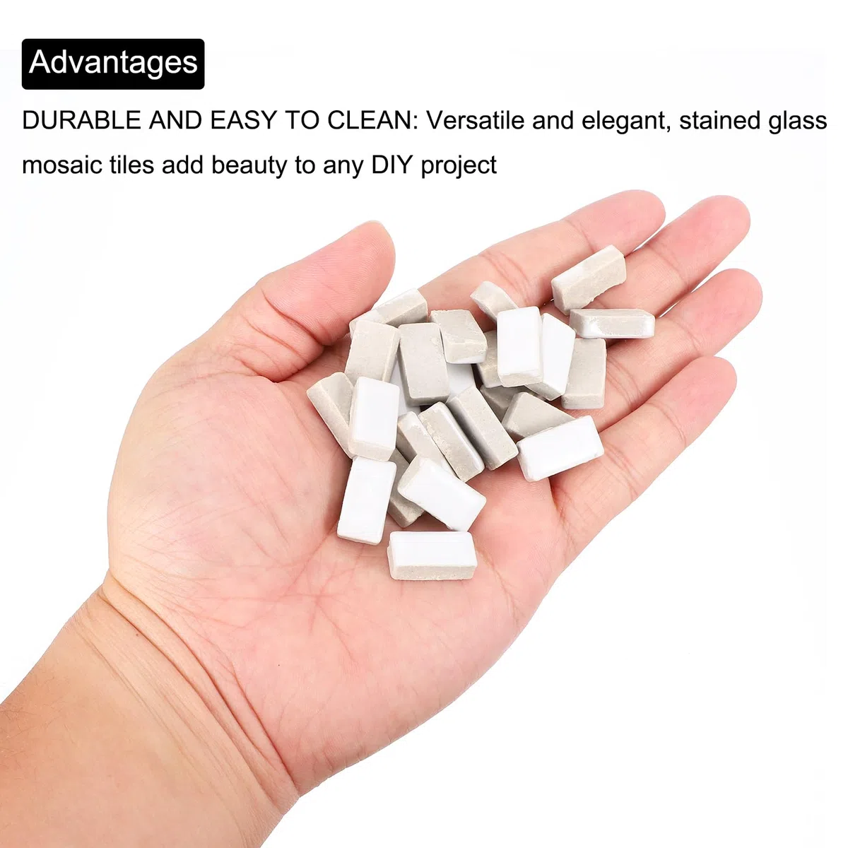 QUARKZMAN 200g Azulejos de mosaico de cerámica para suministros de manualidades al por mayor, azulejos de cerámica blanca rectangular para kits de mosaico de jardín Placas de paso Copa Mat