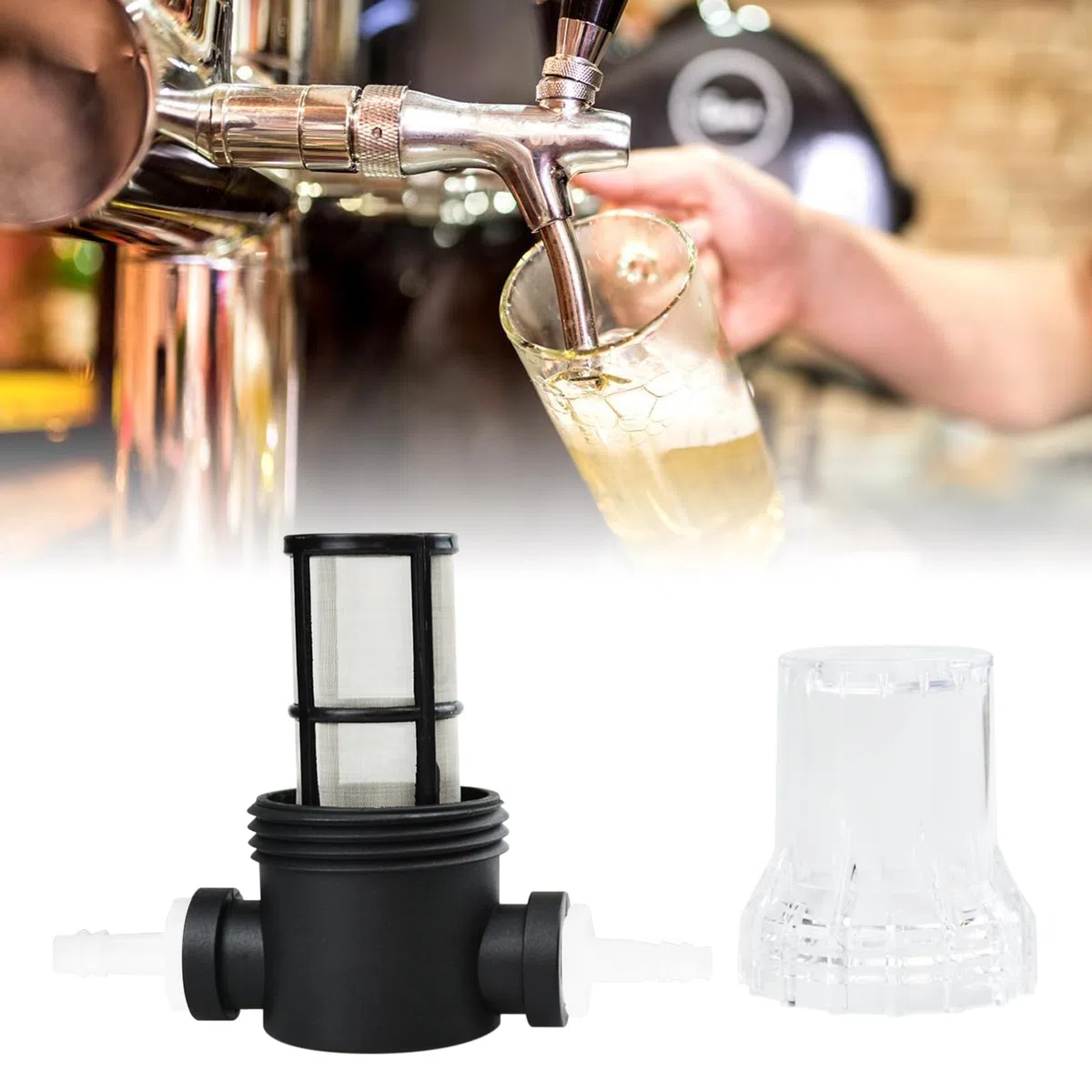 Filtro de cerveza con boquilla de manguera de 20 mm, 150 micrones de malla 80 pantalla de filtro en línea de cerveza para elaboración casera de cerveza para elaboración de cerveza