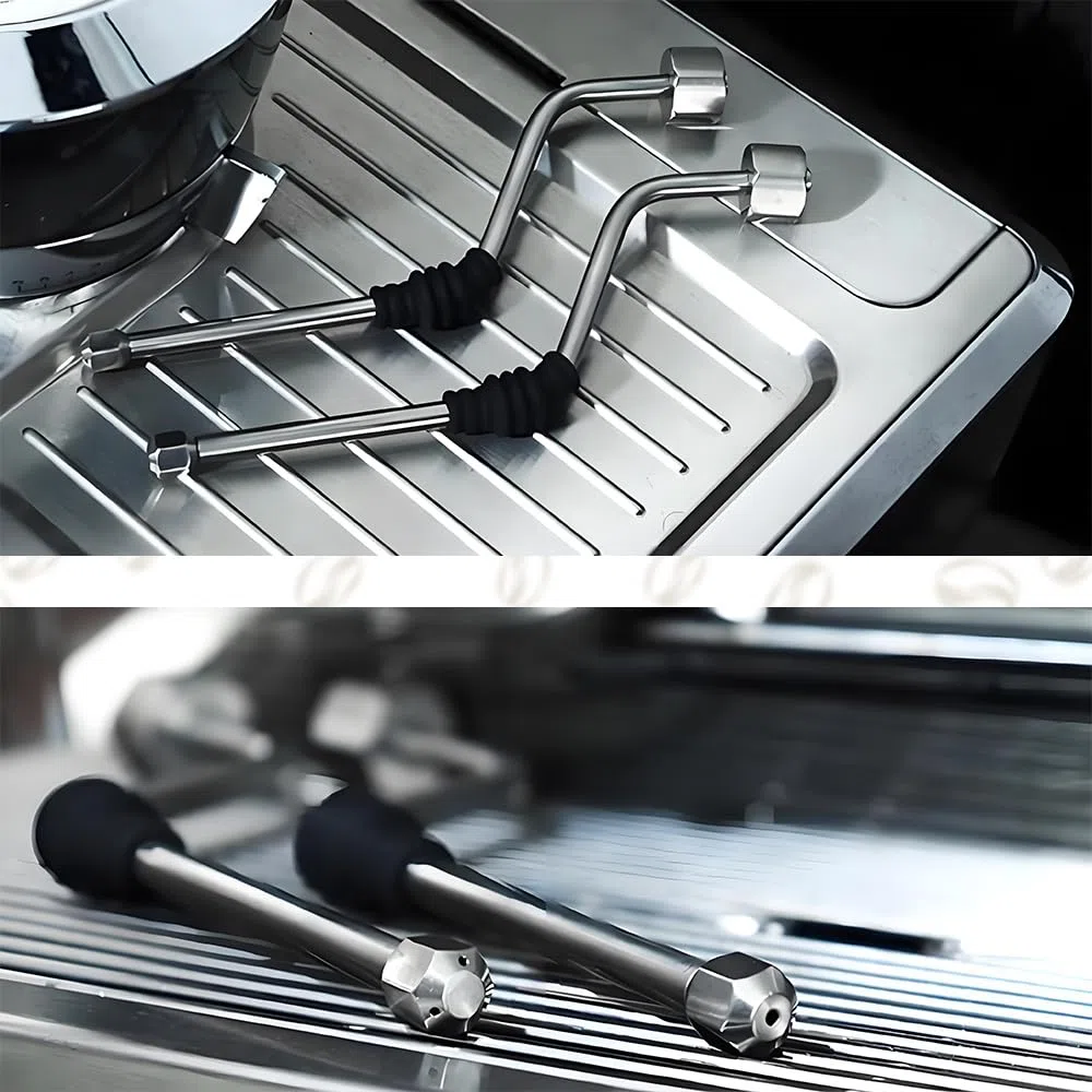 Varita de Vapor para Cafetera, Tubo de Vapor de Repuesto para Máquinas de Espresso DeLonghi EC680, EC685, EC780, EC785, Tubo de Acero Inoxidable con Codo Resistente Al Calor Boquilla Doble