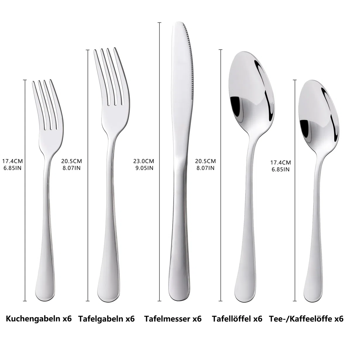 KitchenBoss Cubiertos Acero Inoxidable: Cuberterias Completas 6 Personas, Juego de Cubiertos 30 Piezas, Apto para Lavavajillas, Color Plata
