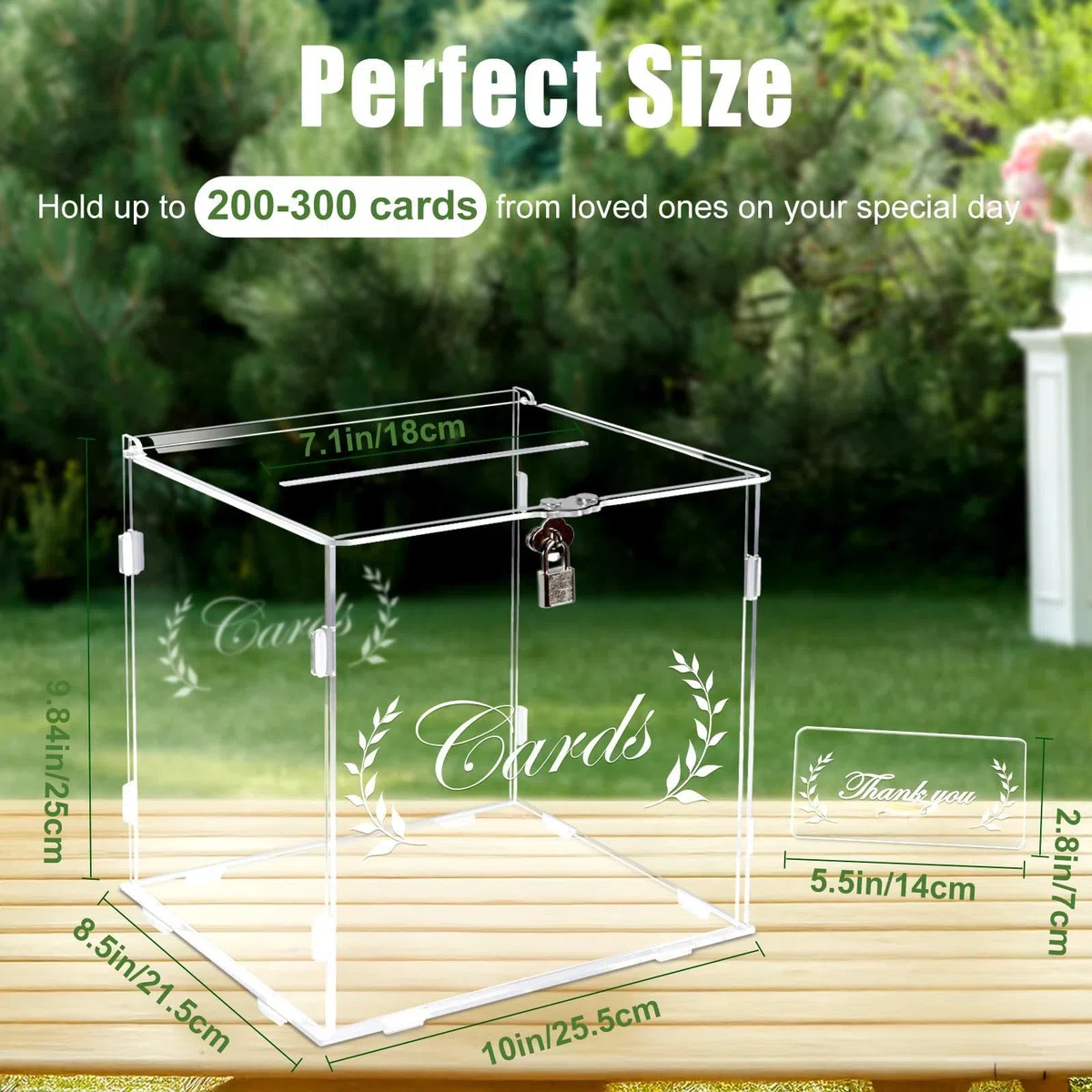 Euakee Caja de Tarjeta de Acrílico con Cerradura de Regalo, Caja de Tarjeta Grande para Boda de Carta de Sobres, Ca Ja de Dinero de Acrílico para Recepción de Fiesta