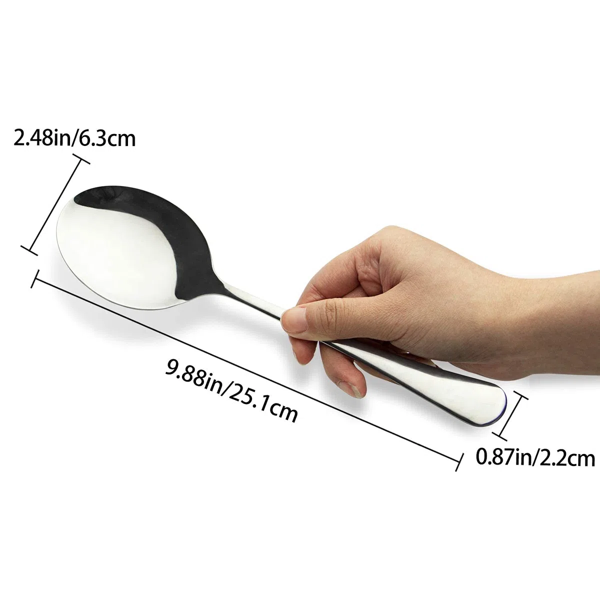 AOOSY Juego de cucharas de Servir 6 PCS Cucharas de Acero Inoxidable Cenas de Cena 10 Pulgadas Buffet Banquete Cubiertos Cocina Restaurante Fundamentos Cuchillo de Plata para Servir Utensilios