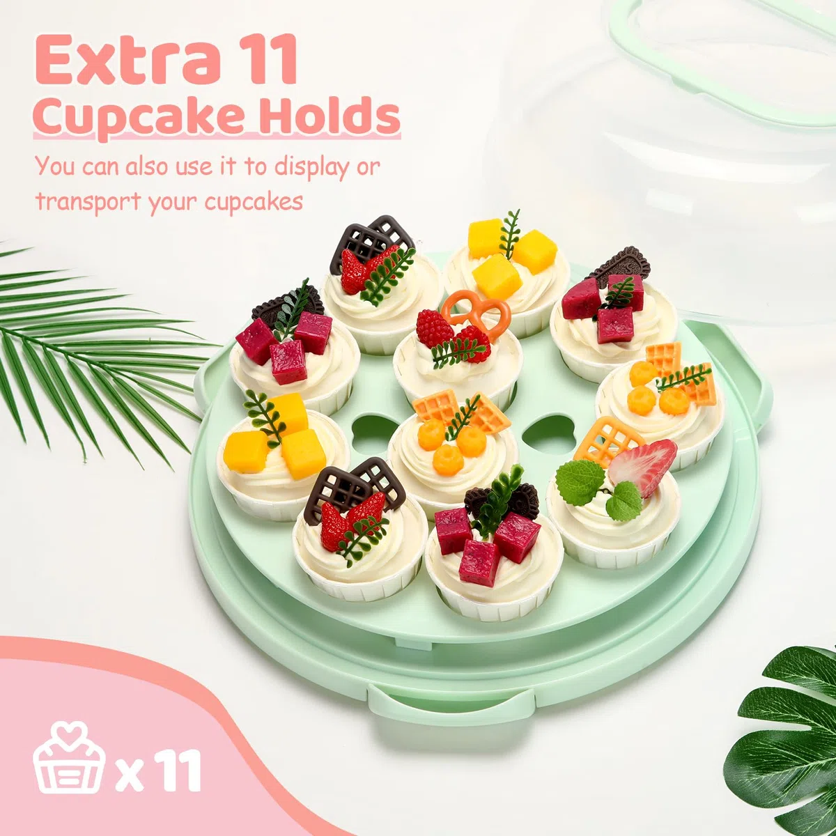 Ohuhu Porta Tartas, Cajas para Tartas con Tapa para 10 pulgadas Tarta de Queso, 4 en 1 Multiusos Porta Tartas Redondo con Base de Dos Lados para Transportar Huevo Frutas, Gran Regalo para Mujeres