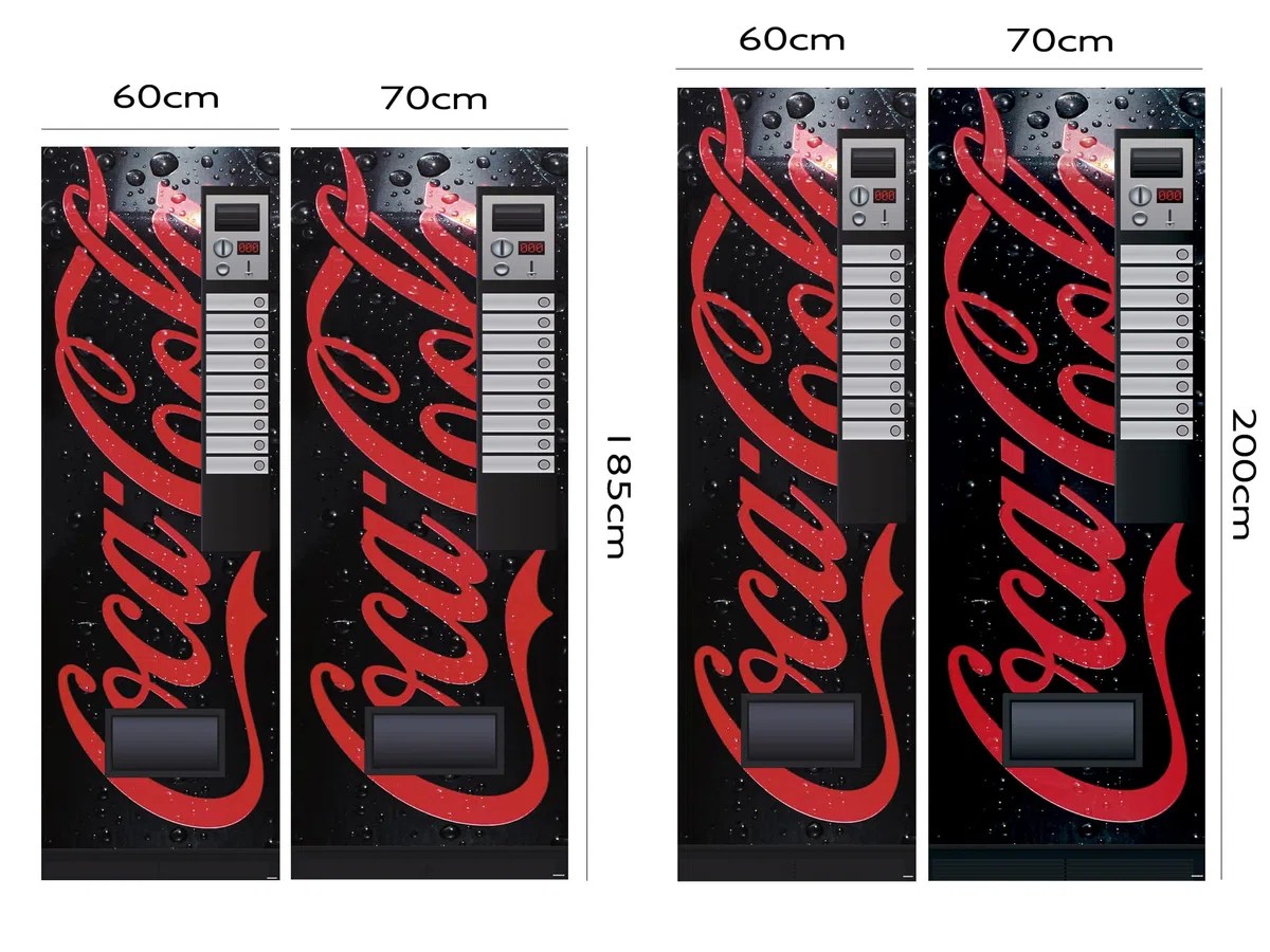 Pegatinas Vinilo para Frigorifico Máquina expendedora cocacola negra | Varias Medidas 185x60cm | Adhesivo Resistente y de Fácil Aplicación | Pegatina Adhesiva Decorativa de Diseño Elegante