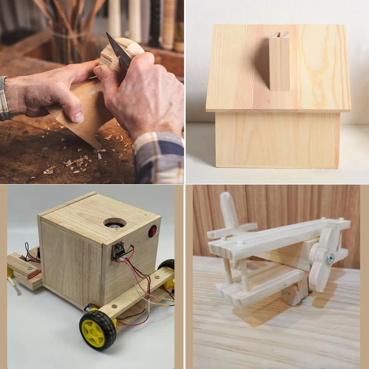 4 tablas rectangulares de madera sin pintar para manualidades, 20 x 15 x 1 cm, en blanco, para tallar, pintar y quemar