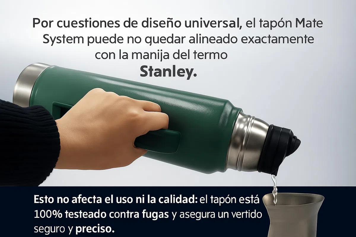 Tapon mate system para termos Stanley - precision perfecta para mate - Lid-Er by YAYA Market (Compatible con 473 ML, 750 ML, 1L, 1.4L, 1.9L) Pico Cebador Stanley