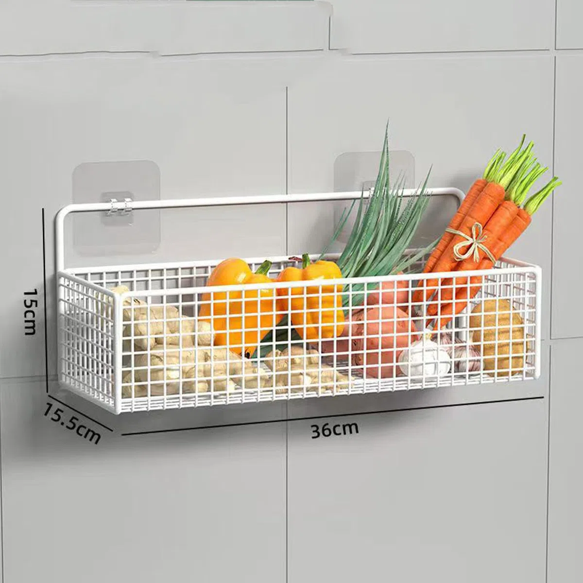 Nikou Cocina colgar rejilla de pared cesta montado en la pared perforación para la pared cestas cestas del dormitorio (blanco)