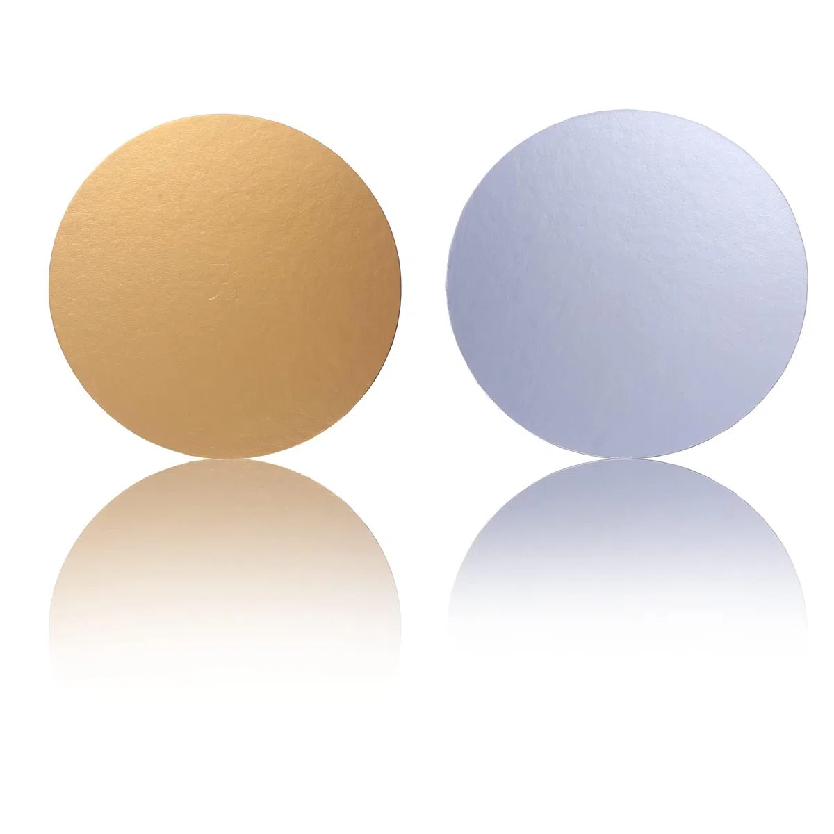 Miss Bakery's House® Cake Board – 2 mm – Ø 15 cm – Plata & Oro – 10 Piezas de Doble Cara – Redondo – Plato para Tartas Revestido, Brillante – utilizable en Ambos Lados