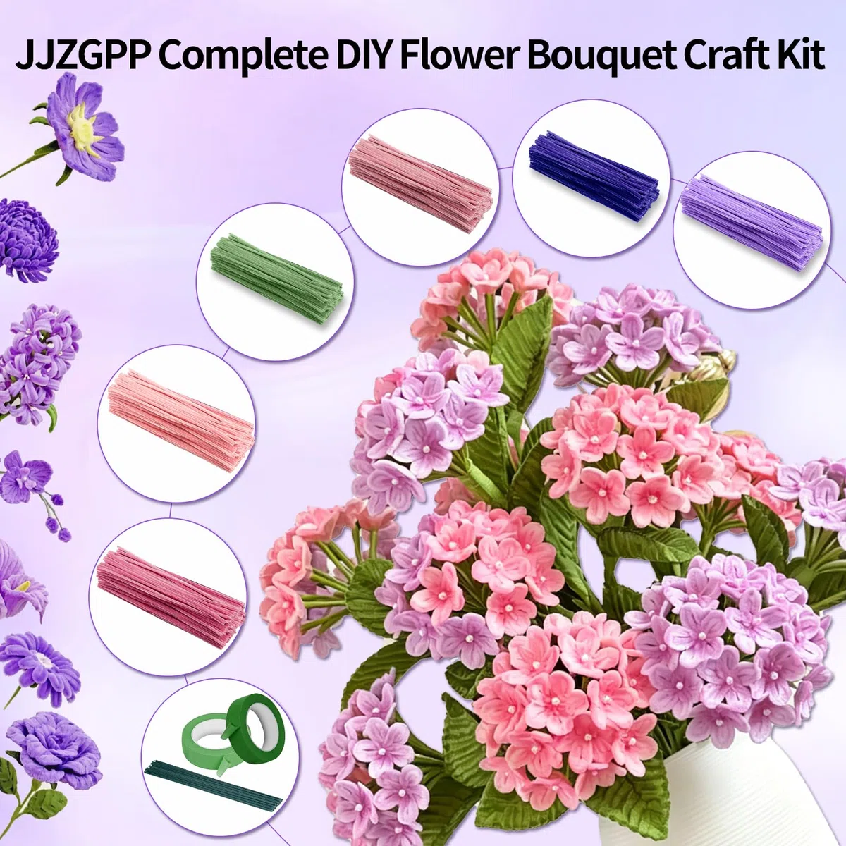 600 Piezas Limpiapipas,6 Colores Manualidades Limpia Pipas,30cm | Tulip Bouquet Pipe Cleaner Set,Limpia Pipas con Tallo Floral Artificial Estambres ,para Regalos Artesanales Ramos DIY